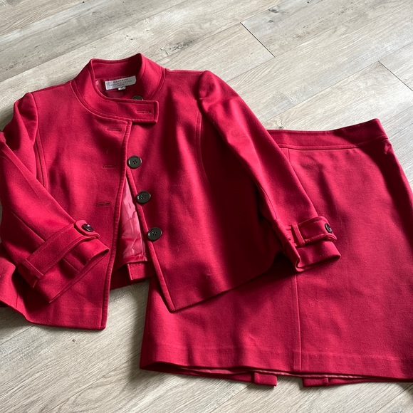 Tahari ASL Jackets & Blazers - TAHARI ARTHUR S LEVINE skirt suit red modern stand up neck collar flare blazer